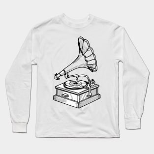 Line art of a Gramophone Long Sleeve T-Shirt